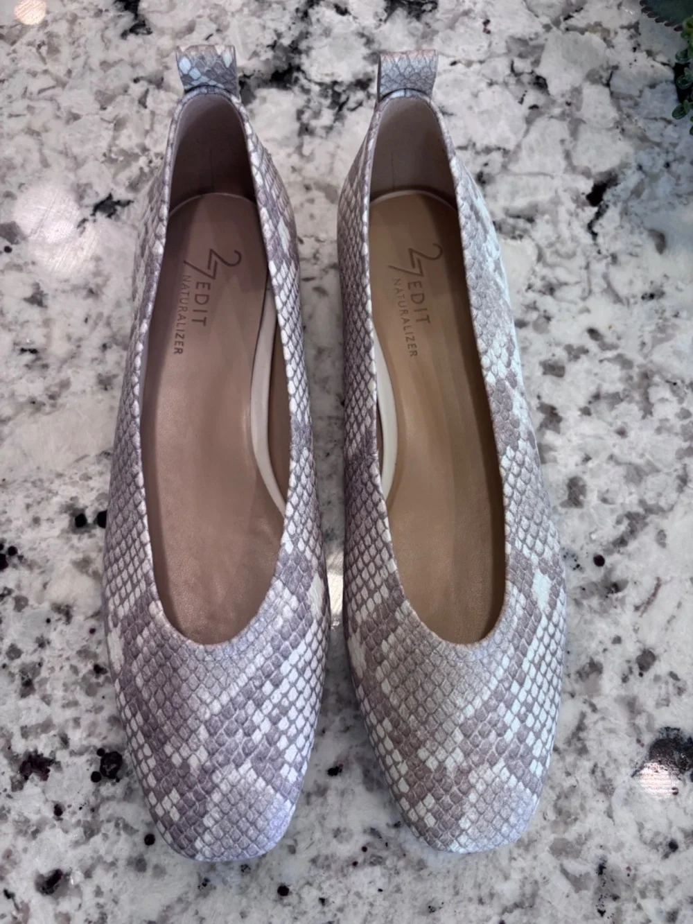 Naturalizer 27 EDIT Carla Snake Print Square Toe Ballet Flats Size 6.5 NWOT